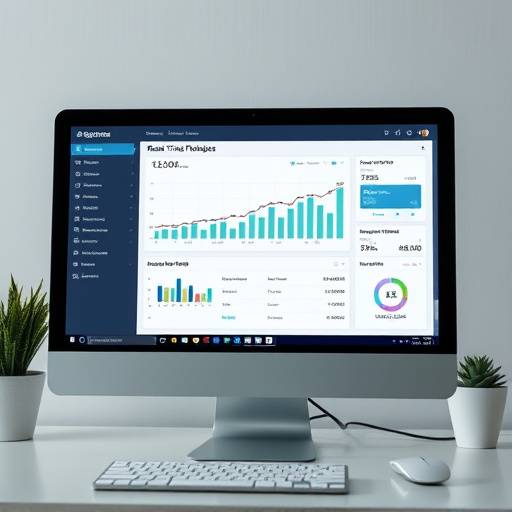 A computer screen displaying a dashboard with real-time fraud detection alerts and analytics.