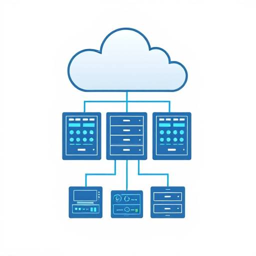 A diagram illustrating the components of a cloud computing infrastructure, including servers, storage, and networking.