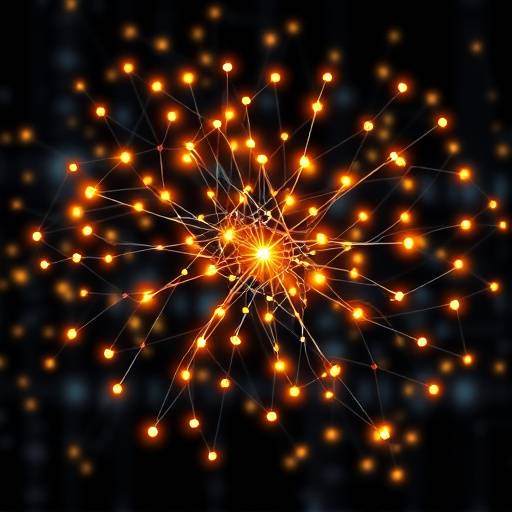 A neural network diagram illustrating the process of machine learning.